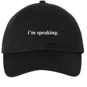 Navy Baseball Cap with 'I'm Speaking' Text